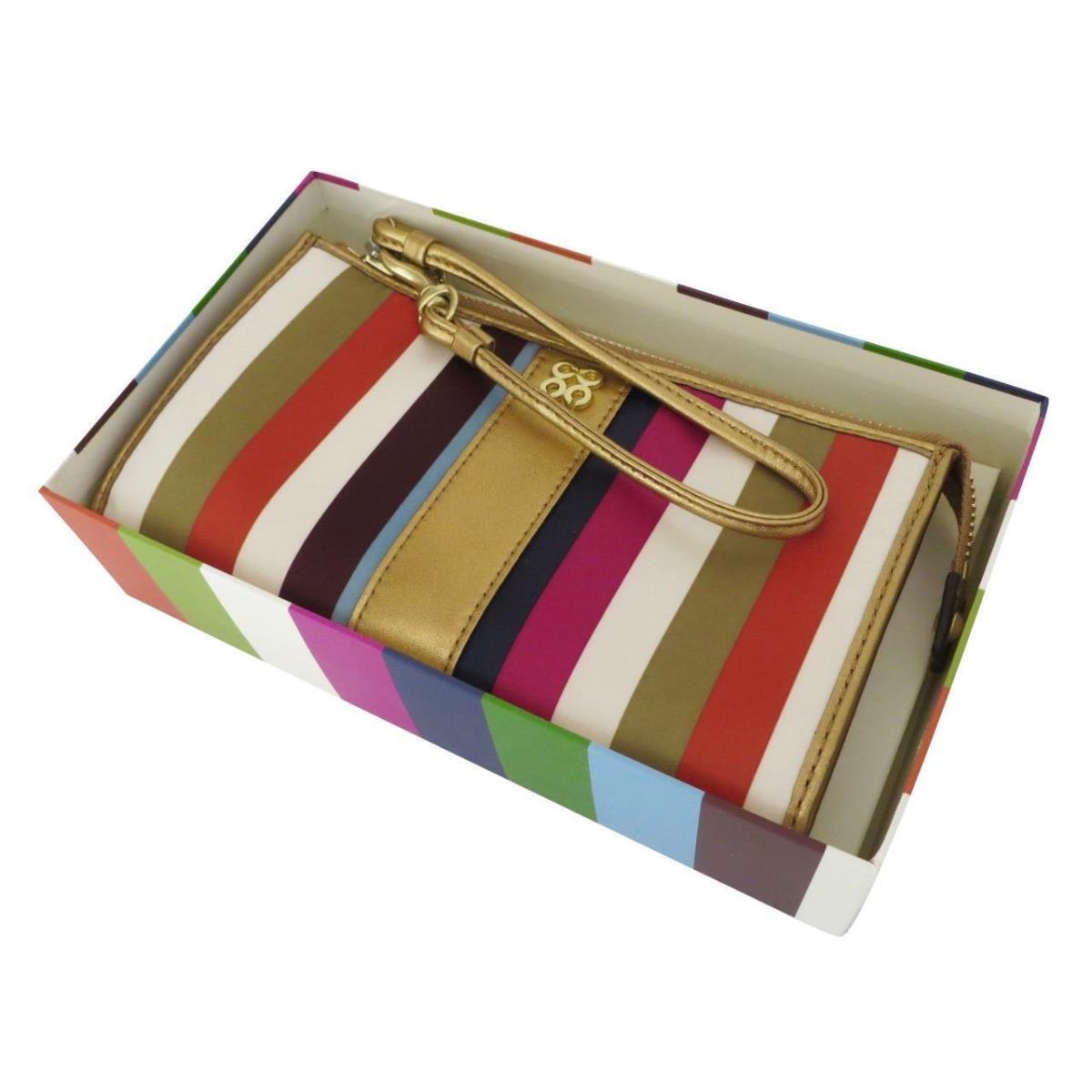 Gift Box Coach Julia Multicolor Legacy Striped Zip Wallet Wristlet 46807B