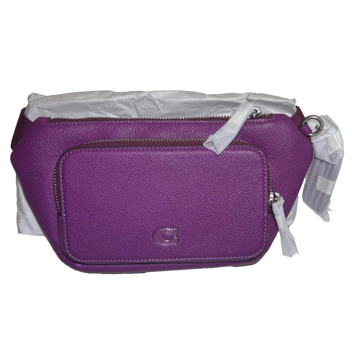 Coach Belt Bag in Crossgrain Leather Deep Plum Fanny Pack Purse Handbag Dustbag