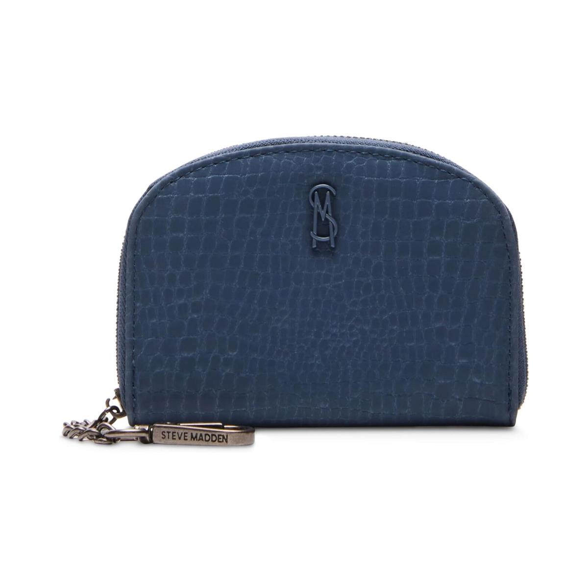 Steve Madden Blue Bjadez Matte Croco Women Coin Card Cases