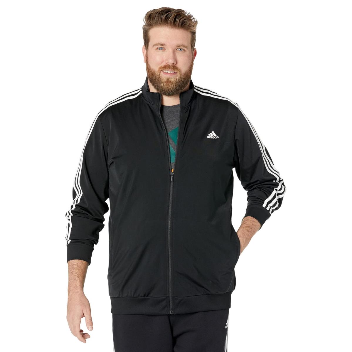 Man`s Coats Outerwear Adidas Essentials 3-Stripes Tricot Track Jacket Black/White 1