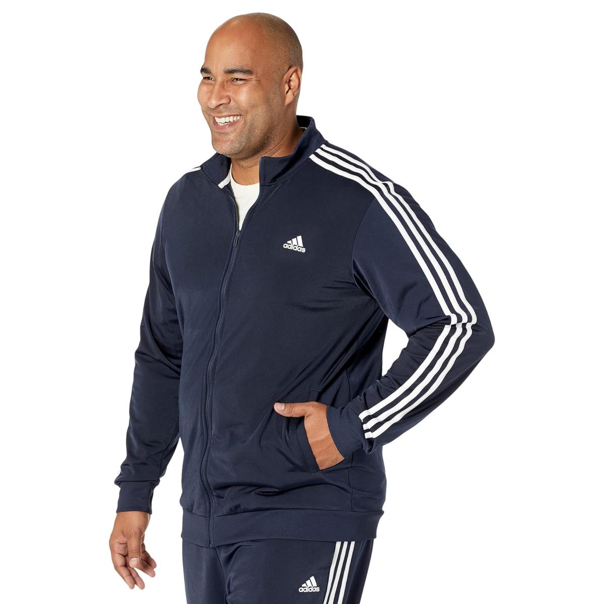 Man`s Coats Outerwear Adidas Essentials 3-Stripes Tricot Track Jacket Legend Ink/White 1