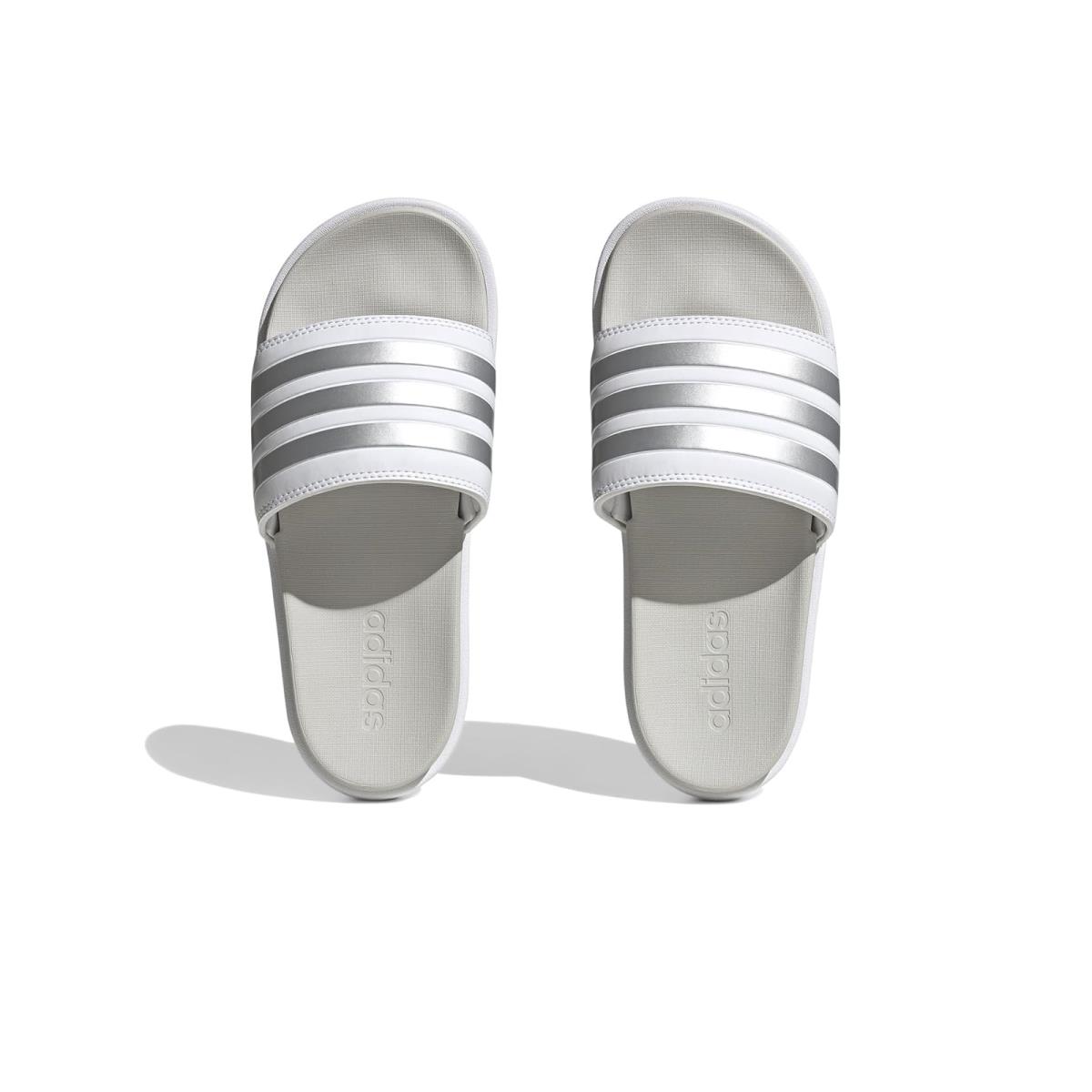 Woman`s Sandals Adidas Adilette Platform Slides White/Zero Metallic/Grey