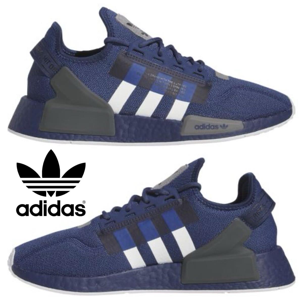 Adidas Originals Nmd R1 V2 Men`s Sneakers Running Shoes Casual Sport Navy Blue - Blue, Manufacturer: Navy/Grey