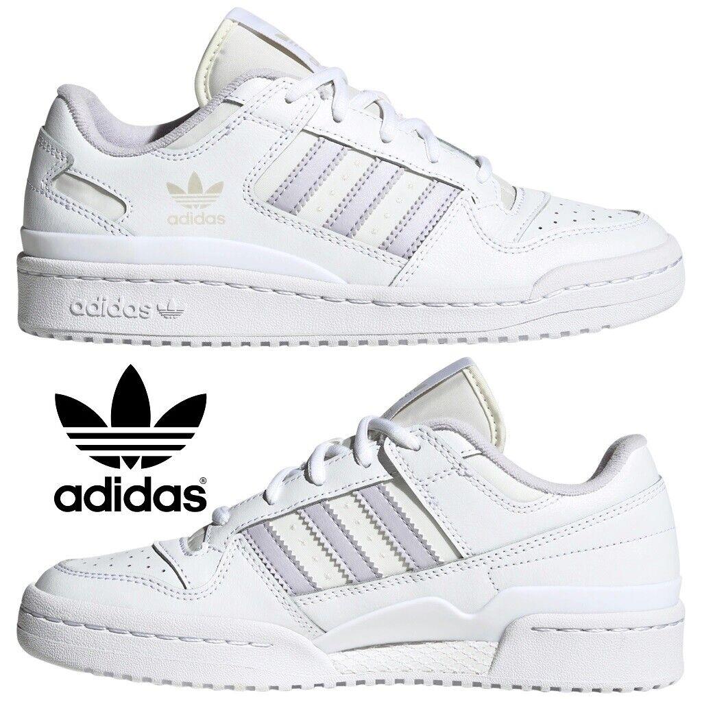 Adidas Originals Forum Low CL Women`s Sneakers Comfort Walking Casual Shoes - White, Manufacturer: White/Purple/White