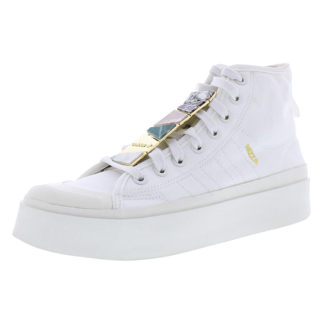 Adidas Nizza Bonega Mid Womens Shoes - Cloud White/Cloud White/Gold Metallic, Main: White