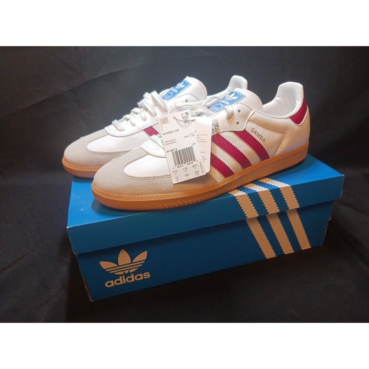 Size 12 - Adidas Samba OG White Burgundy Gum