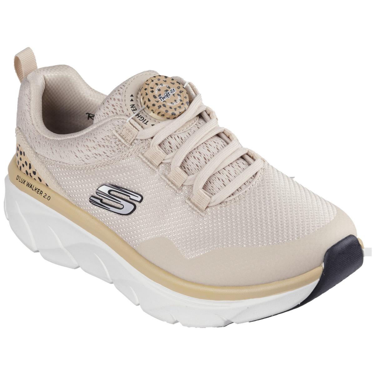 Womens Skechers Relaxed Fit: D`lux Walker 2.0 Tan Mesh Shoes - Pink