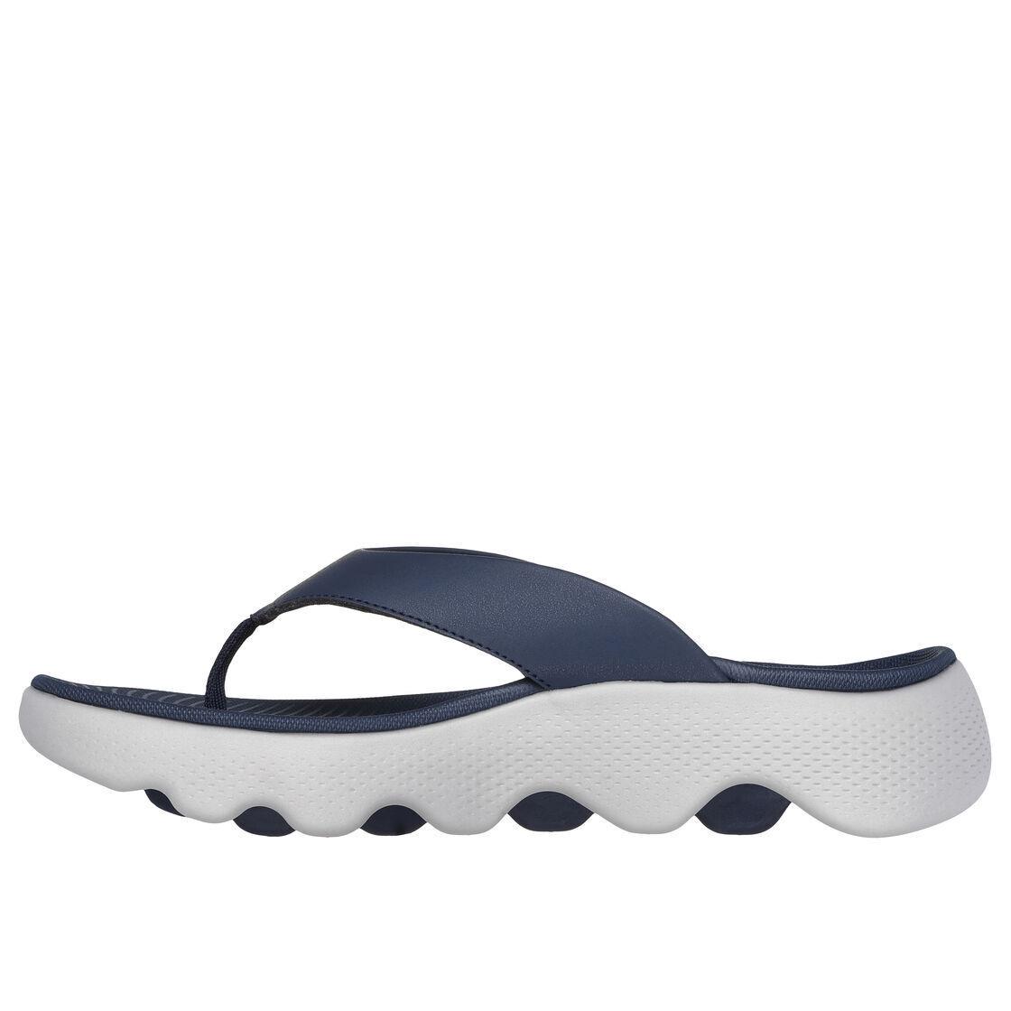 Mens Skechers GO Walk Massage Fit Navy Gray Foam Sandals Shoes - Blue