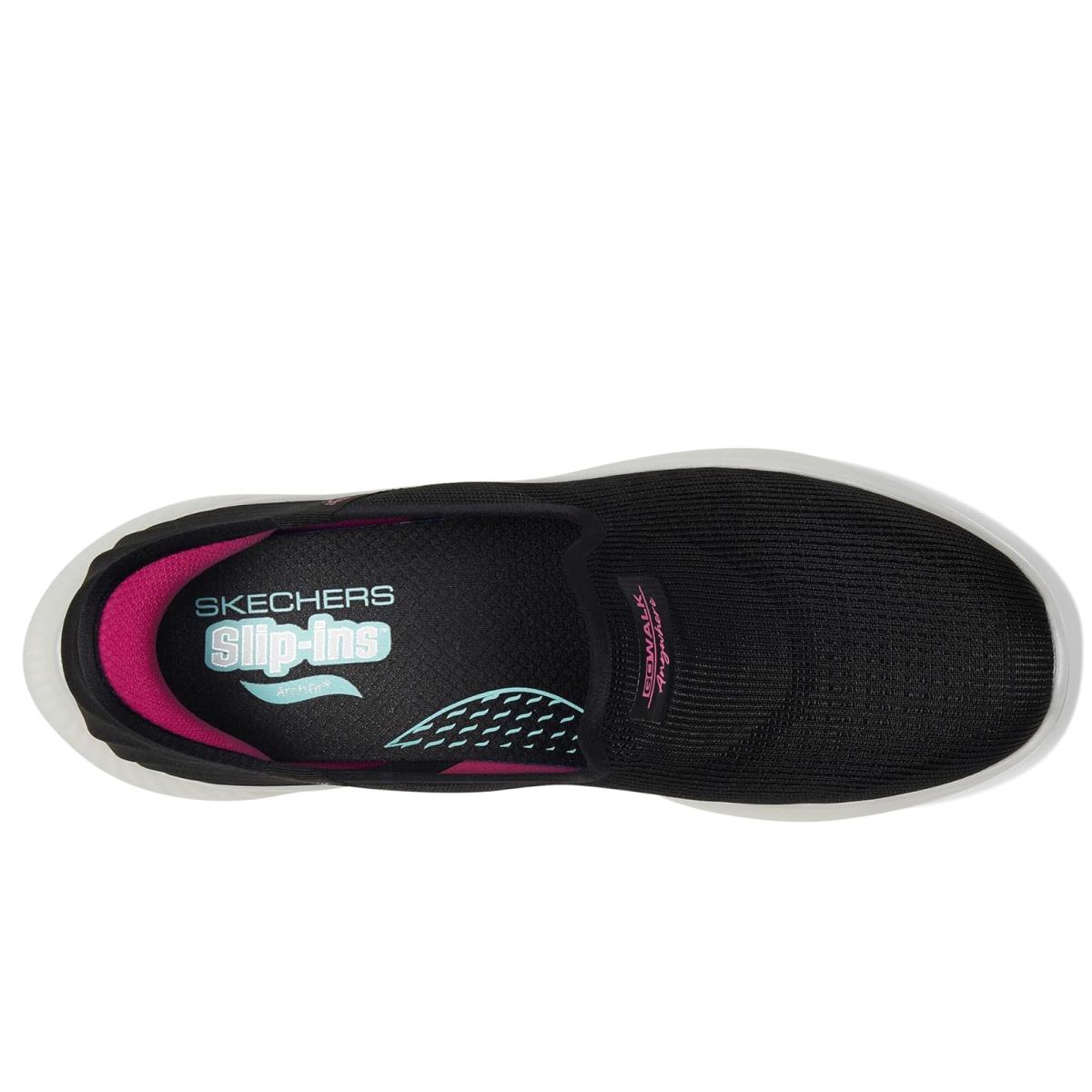 Woman`s Shoes Skechers Performance Go Walk Anywhere Telyn Hands Free Slip-ins - Black/Hot Pink