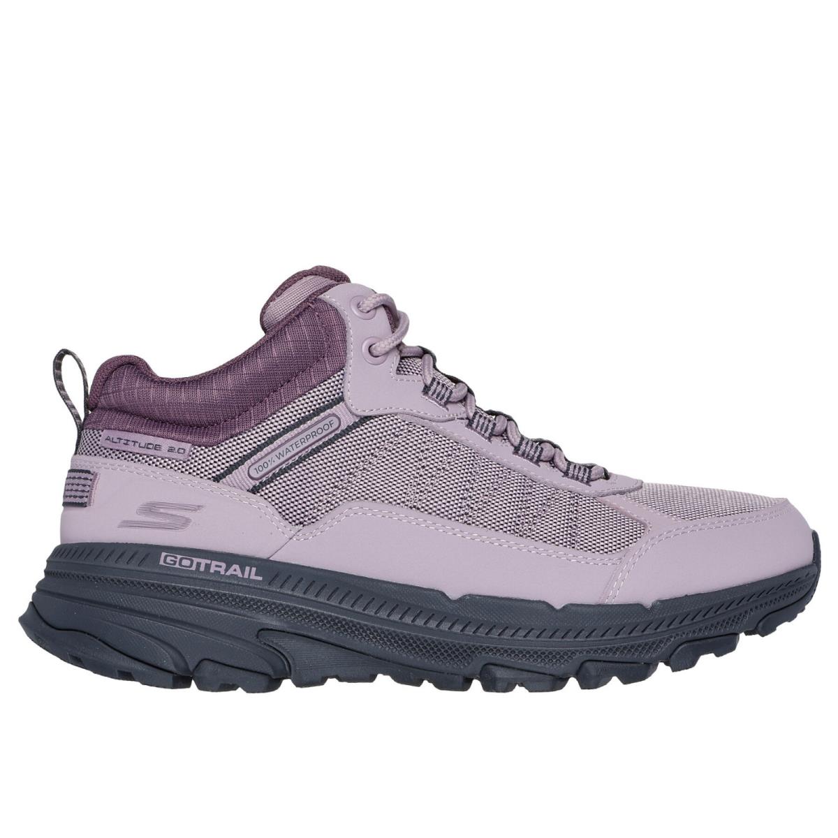 Womens Skechers GO Run Trail Altitude 2.0 Mauve Leather Shoes - Pink