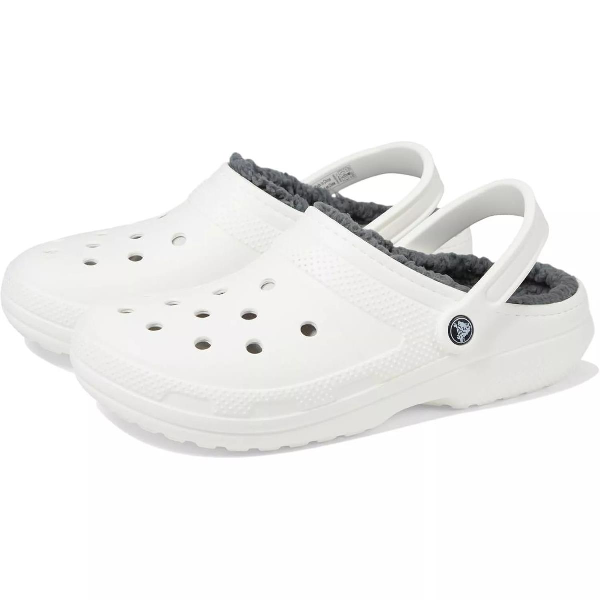 Crocs Unisex Adult Classic Lined Clog White/grey Size M6