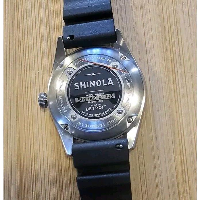 Shinola The Duck Watch with 42mm Black Face Black Rubber Strap