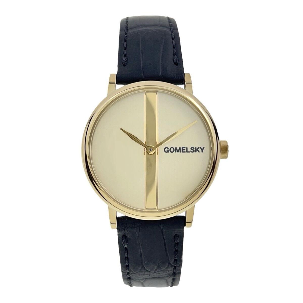 Gomelsky By Shinola Agnes Varis Stripe Gold Plated Watch w/ Box