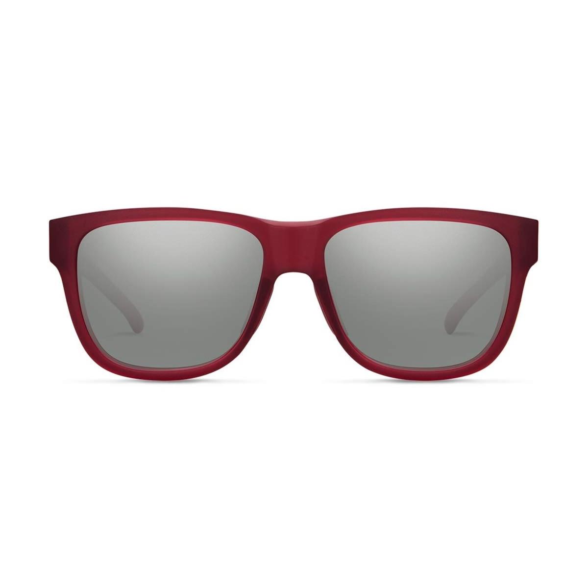 Smith Lowdown Slim 2 Sunglasses - Matte Crystal Deep Maroon / Chromapop Polarized Platinum Mirror, Frame: Red, Lens: Blue