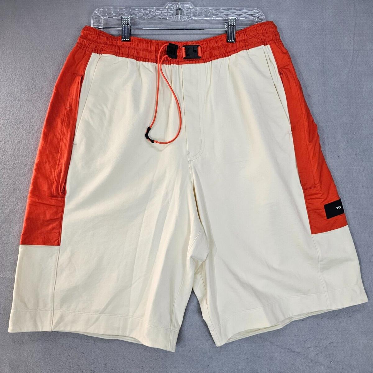 Adidas Y-3 Stretch French Terry Shorts Mens Sz Medium Cream White Orange HZ8815