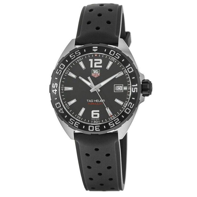 Tag Heuer Formula 1 Quartz Black Dial Rubber Men`s Watch WAZ1110.FT8023 - Face: Black, Dial: Black, Band: Black