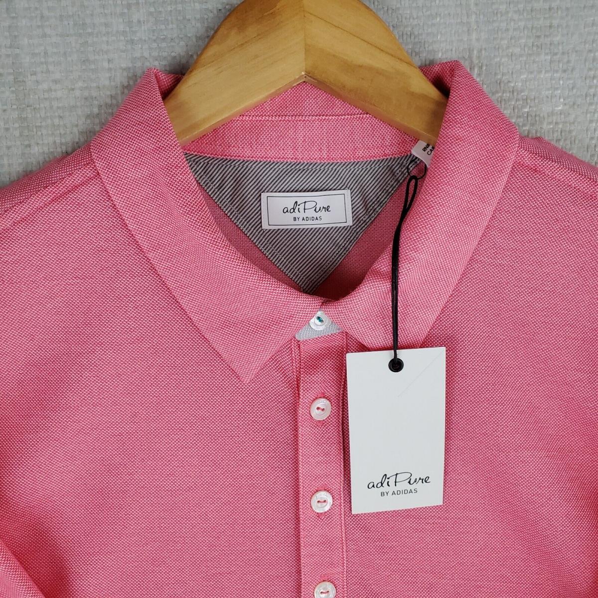 Adidas Adipure Size Large Wool/polyester Mens Pink Polo Shirt Golf