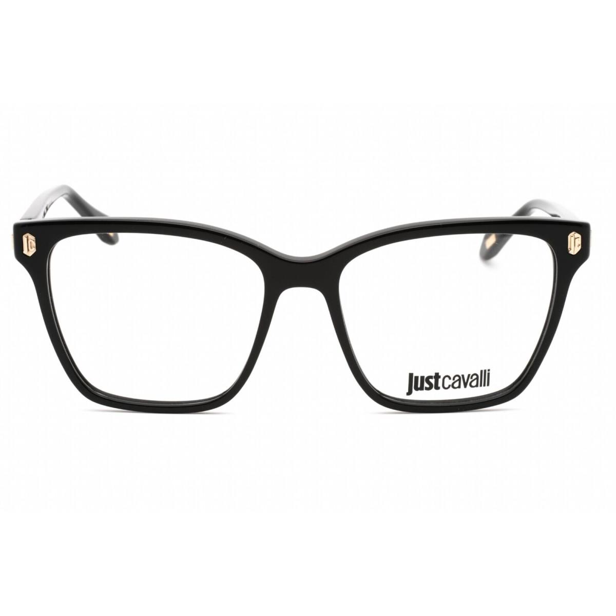 Just Cavalli Women`s Eyeglasses Shiny Black Acetate Cat Eye Frame VJC012 0700