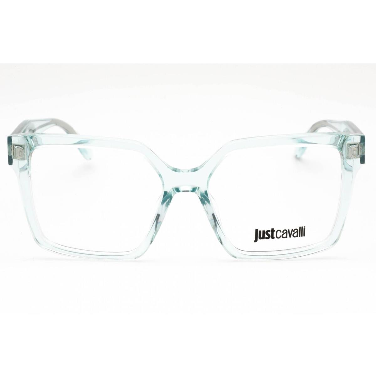 Just Cavalli Women`s Eyeglasses Shiny Transparent Green Square Frame VJC006 0M40
