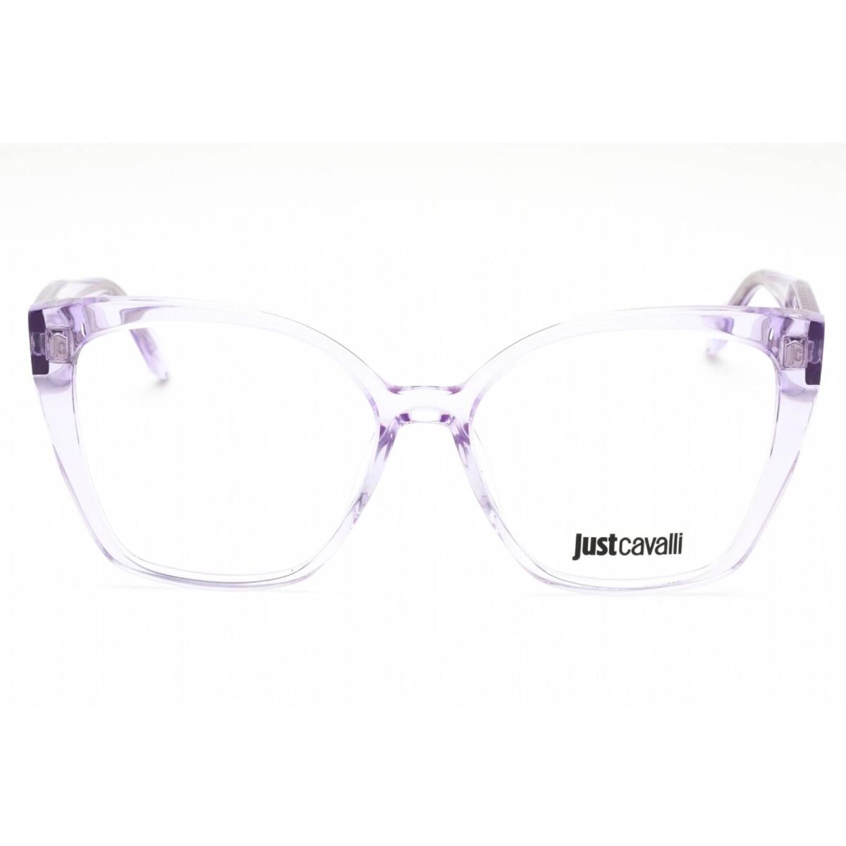Just Cavalli Women`s Eyeglasses Shiny Transparent Purple Cat Eye VJC005 06SC