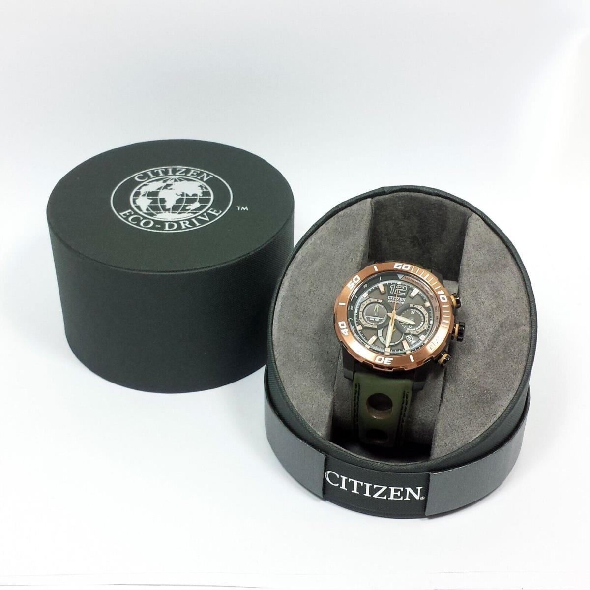 Citizen Eco-drive Primo CA4088-00E Chronograph Green Band Men`s Watch Boxed