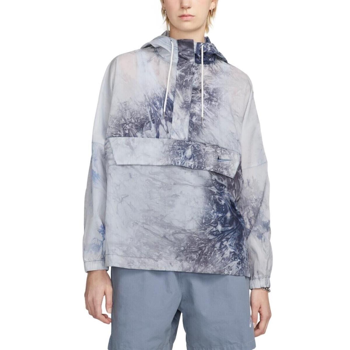 Women`s Nike Sportswear Woven Wave Dye Jacket S M Gridiron/Diffused Blue