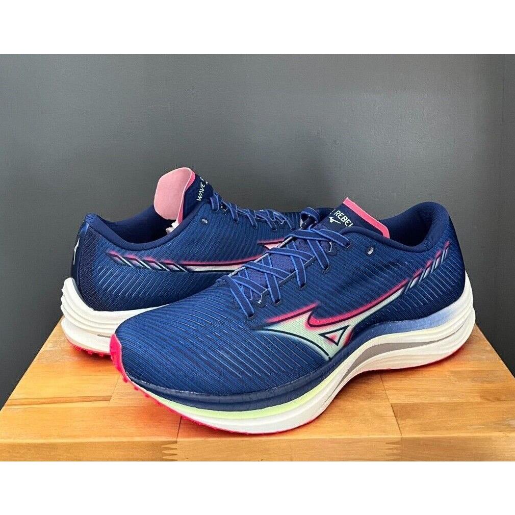 Mizuno Men Blue/paradise Pink Wave Rebellion Running Sneakers US 9 10 11