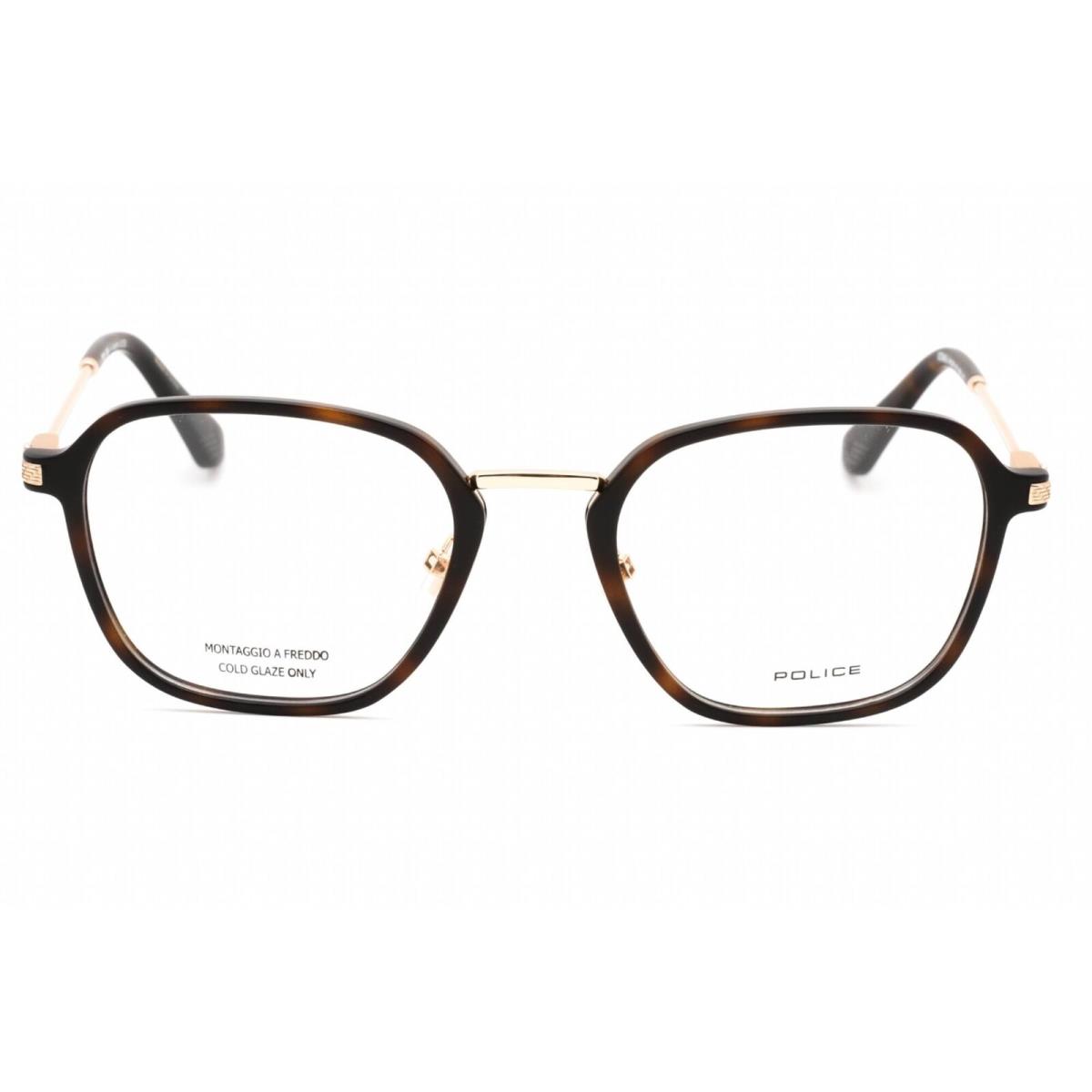 Police Men`s Eyeglasses Matte Dark Havana Injected Propionate Square VPLG78 722M