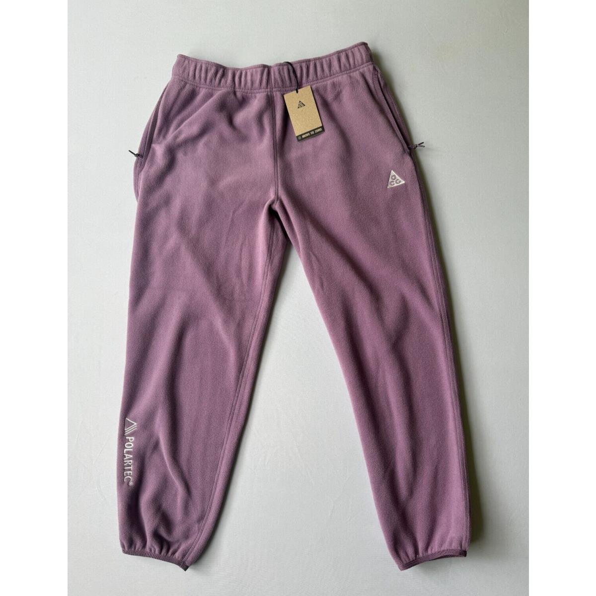 Nike Womens Acg Polartec Purple Fleece Pants Sz M Mid-rise Loose