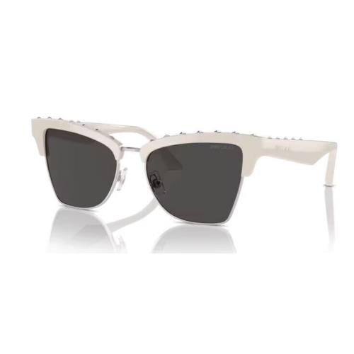 Women`s Jimmy Choo JC5014 White Silver 500887 Dark Grey Sunglasses 54 mm