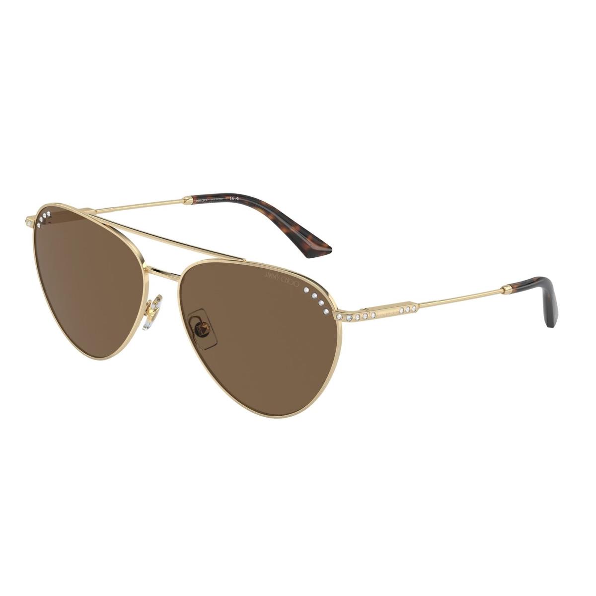 Jimmy Choo JC4002B 300673 Pale Gold Dark Brown 60 mm Women`s Sunglasses