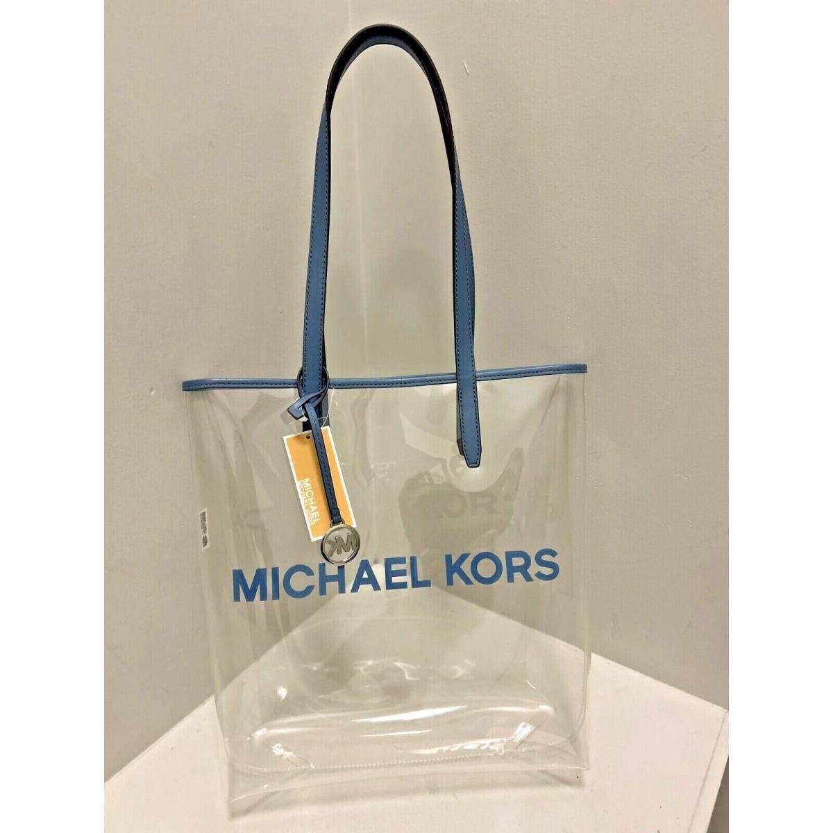 Michael Kors Large North South Women MK Logo Clear Tote Handbag Purse Shoulder