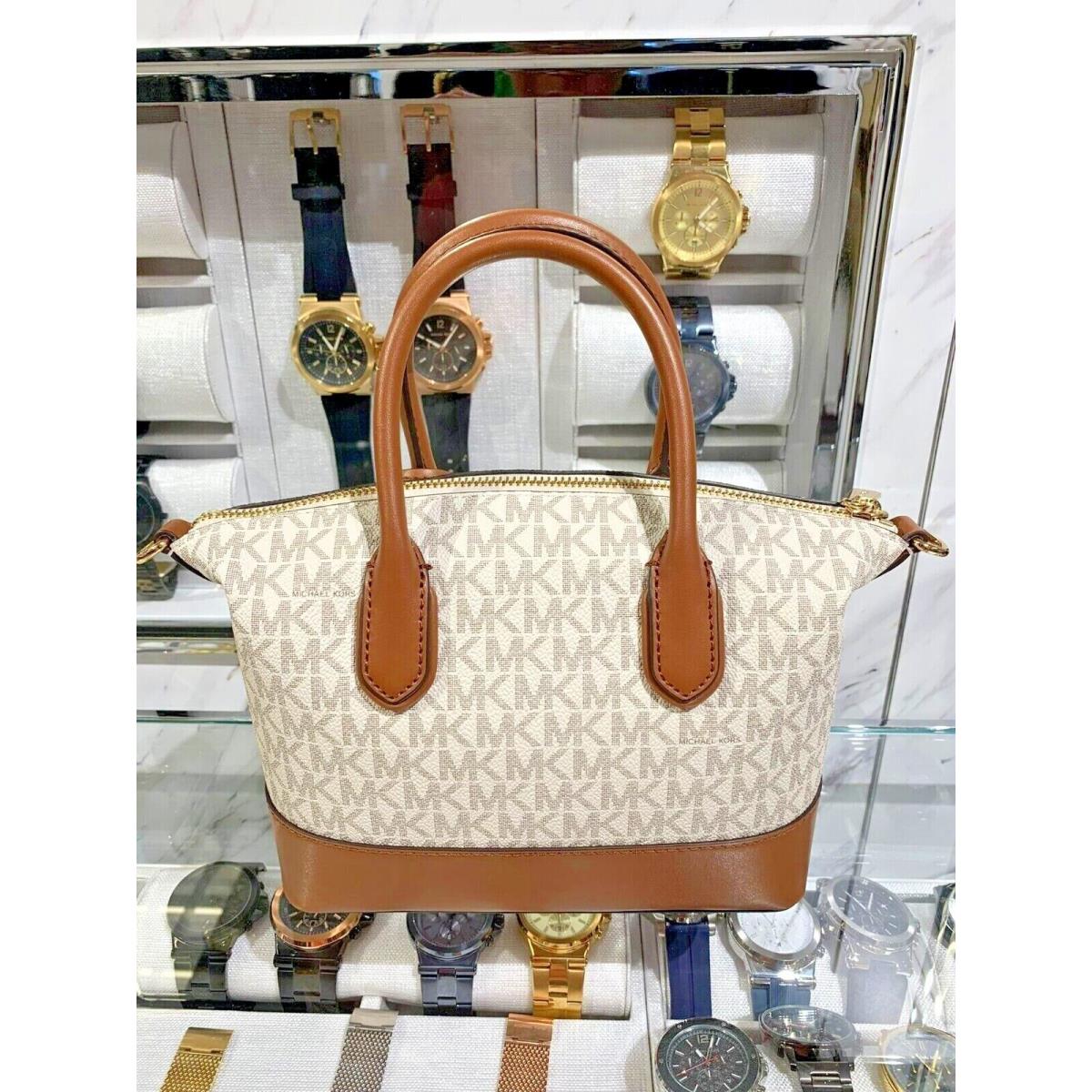 Michael Kors Hyde Small Women Pvc Satchel MK Bag Crossbody Bag Handbag Purse VANILLA