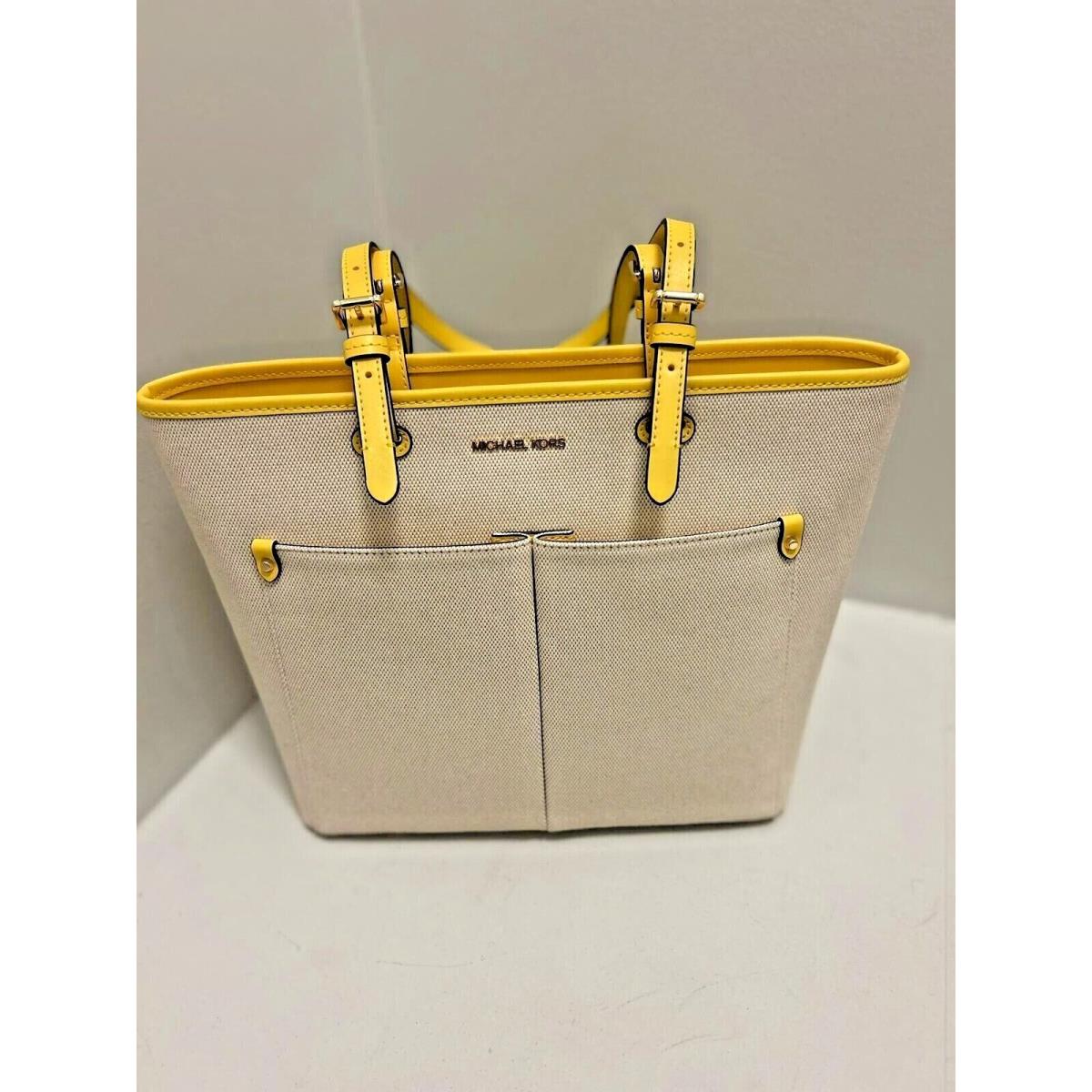 Michael Kors Women Medium Non-leather Vegan Double Pocket Tote Shoulder Bag GOLDEN YELLOW