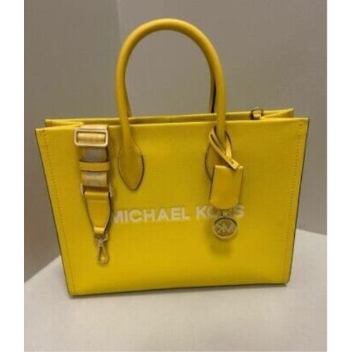 Michael Kors Mirella Medium Leather East West Crossbody Tote Bag Handbag Purse GOLDEN YELLOW