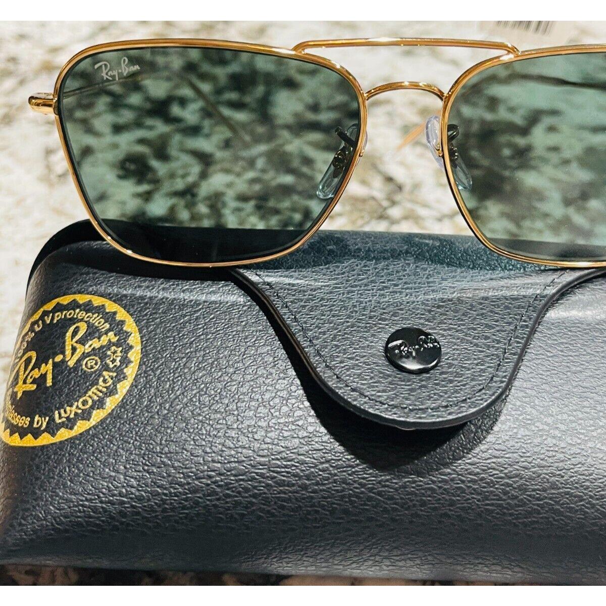 Ray Ban Caravan Reverse Aviator Gold Green Lens Sunglasses