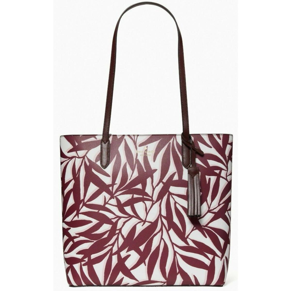 Kate Spade Jana Smooth Foliage Large Tote Purple White WKR00544 FS