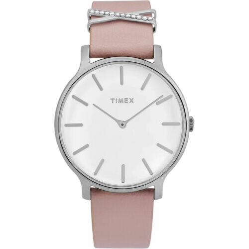 Timex Women`s Watch Transcend Quartz White Dial Pink Leather Strap TW2T47900