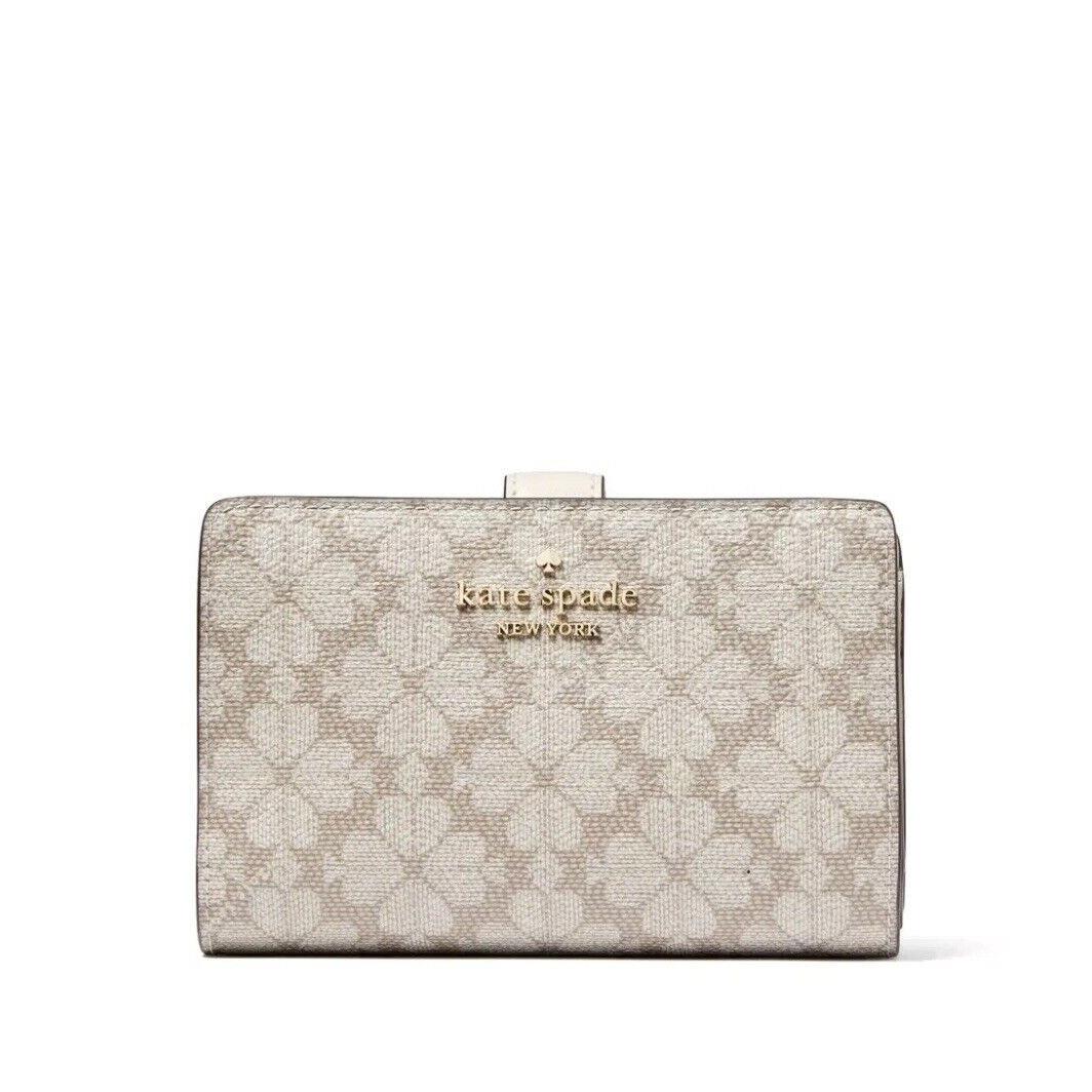 Kate Spade Signature Spade Flower Medium Compact Bifold Wallet Dark Mashroom