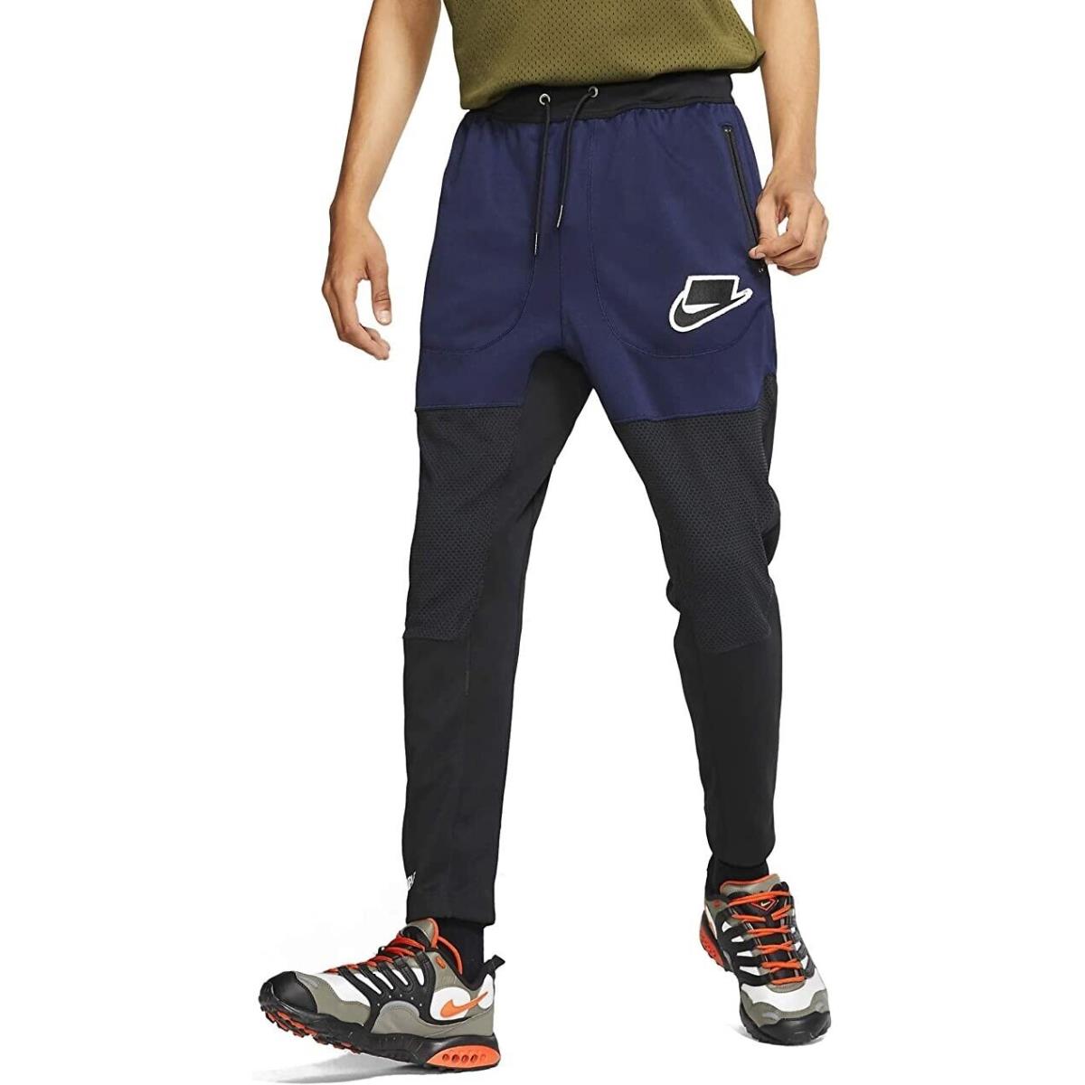 Nike Nsw Nsp Black/blue Men`s Loose Fit Track Pants Size L