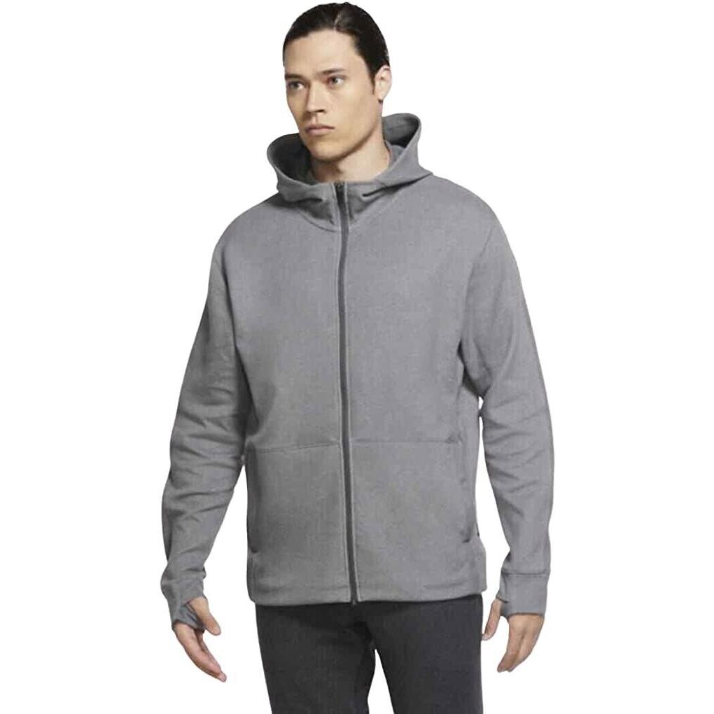 Nike Yoga Men`s Full-zip Hoodie Jacket Iron Grey Size XL