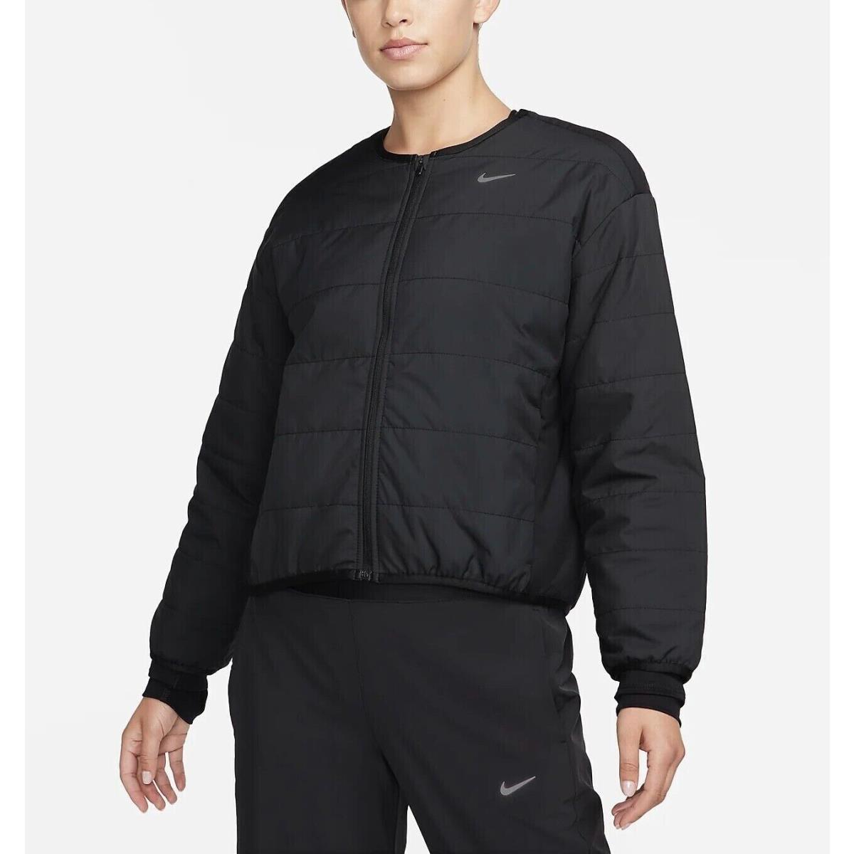 Women`s Nike Therma-fit Swift Running Jacket Large L Black