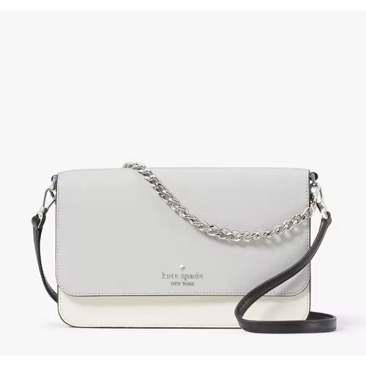 Kate Spade Madison Colorblock Flap Convertible Crossbody In Platinum Gray