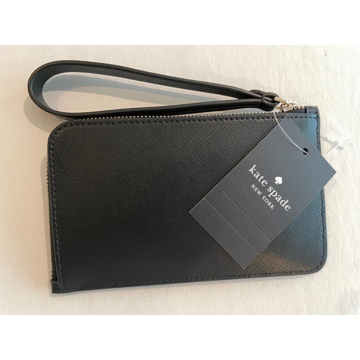 Kate Spade New York Lucy L-zip Wristlet/wallet Black Leather New