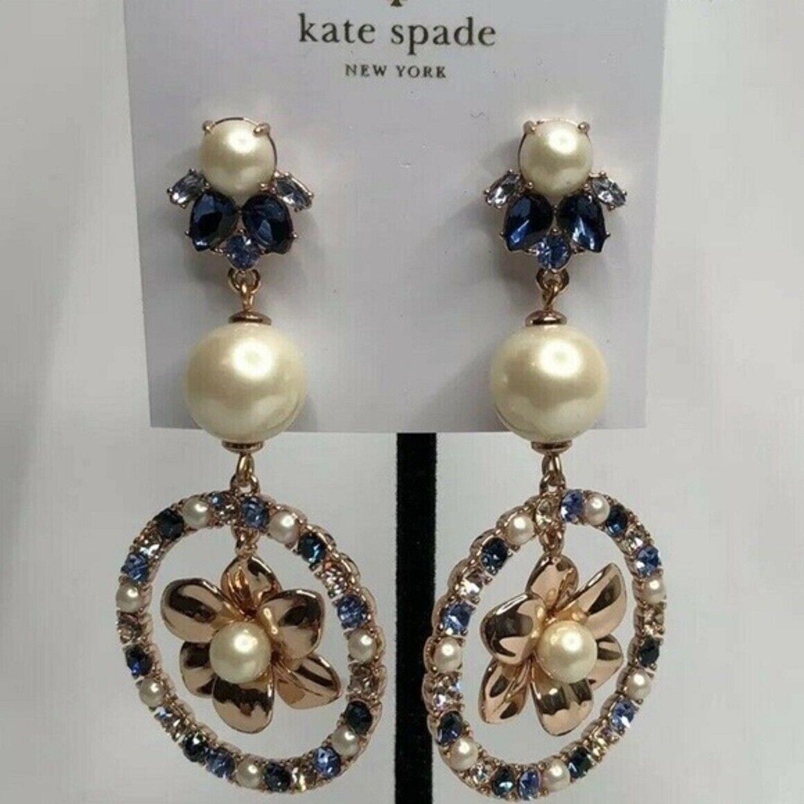 Kate Spade Wild Garden Triple Drop Earrings OORU2882 - Rose Gold/blue Multi