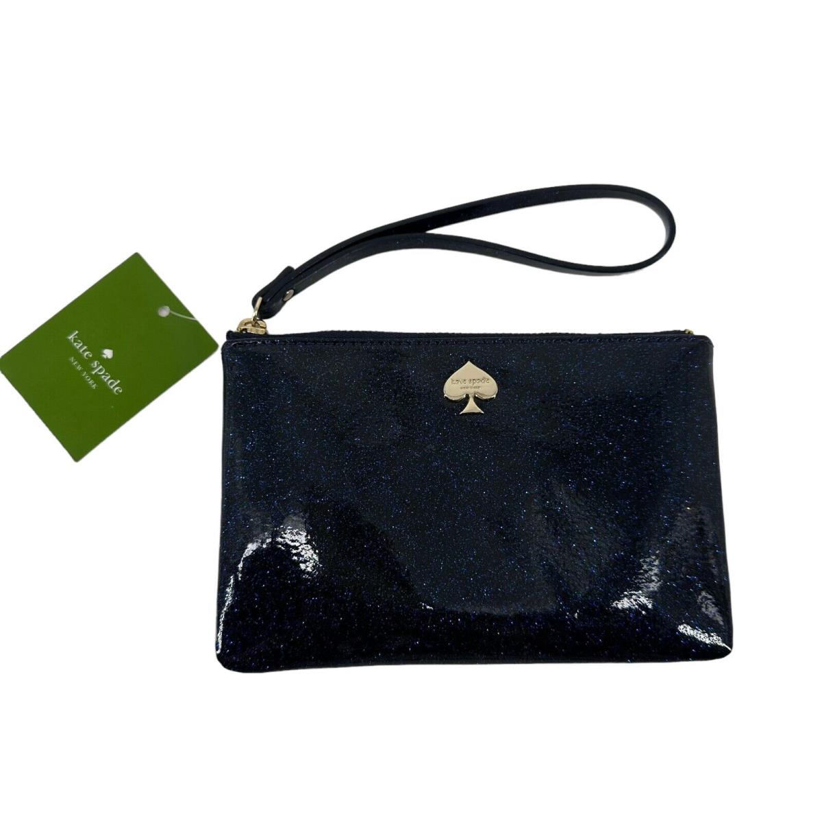 Kate Spade Wristlet Navy Blue Glitter Clutch Pouch Queen Bee Shimmer 4x6