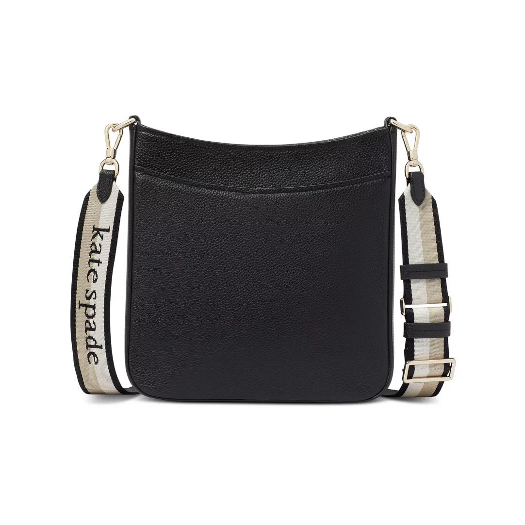 Kate Spade Hudson Small Pebbled Leather Messenger Crossbody Black