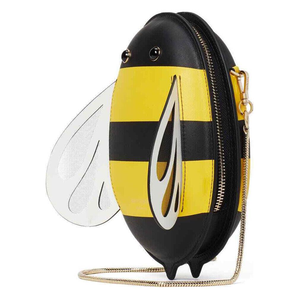 New Kate Spade Buzz Bee Shaped Crossbody Snake Chain Strap 3D Wing Sheer Mesh