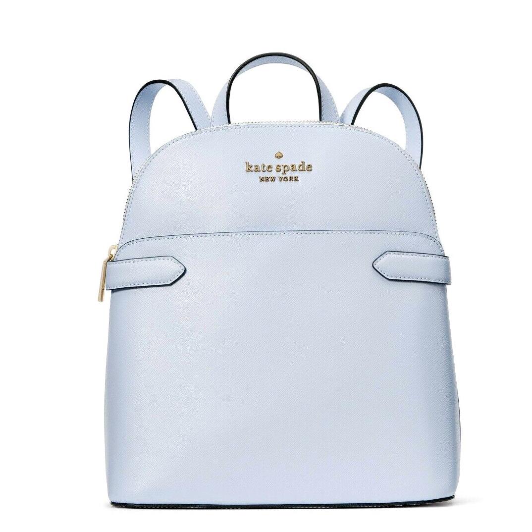 New Kate Spade Staci Saffiano Leather Dome Backpack Pale Hydrangea with Dust Bag