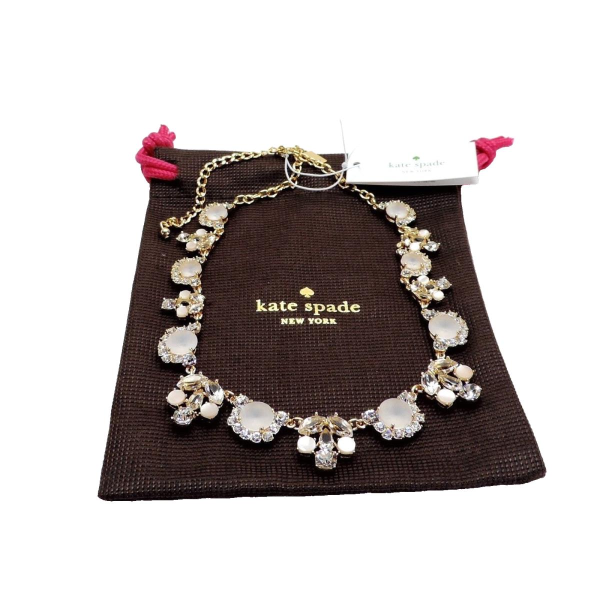 Kate Spade New York Grand Bouquet Short Necklace Goldtone Crystals New